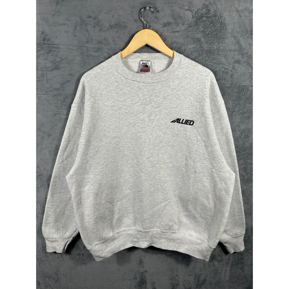 Vintage Fruit of the Loom Heavy Allied Sweatshirt XL Gray Crewneck 90s USA Made